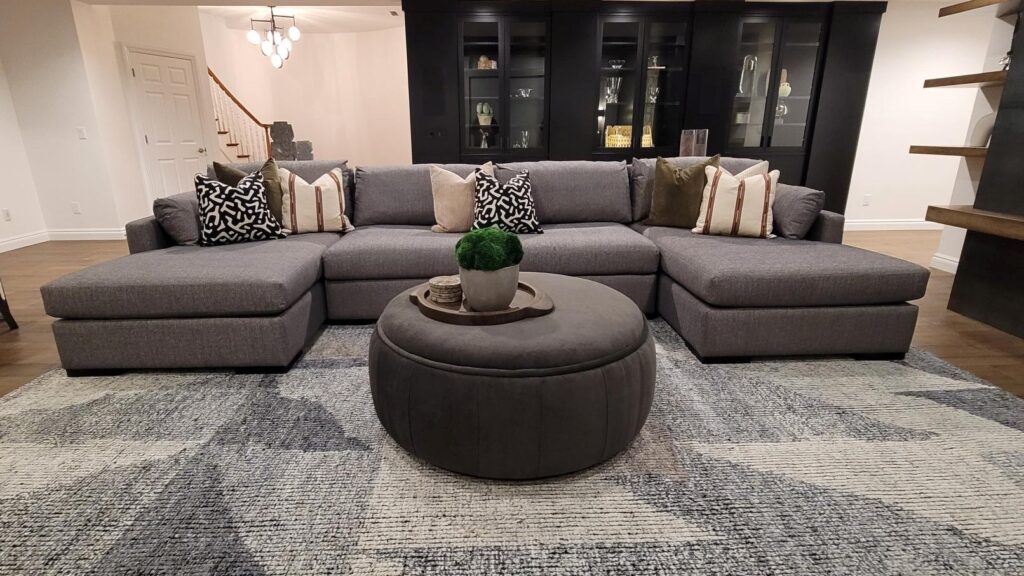 Industrial Glam Sectional and Ottoman