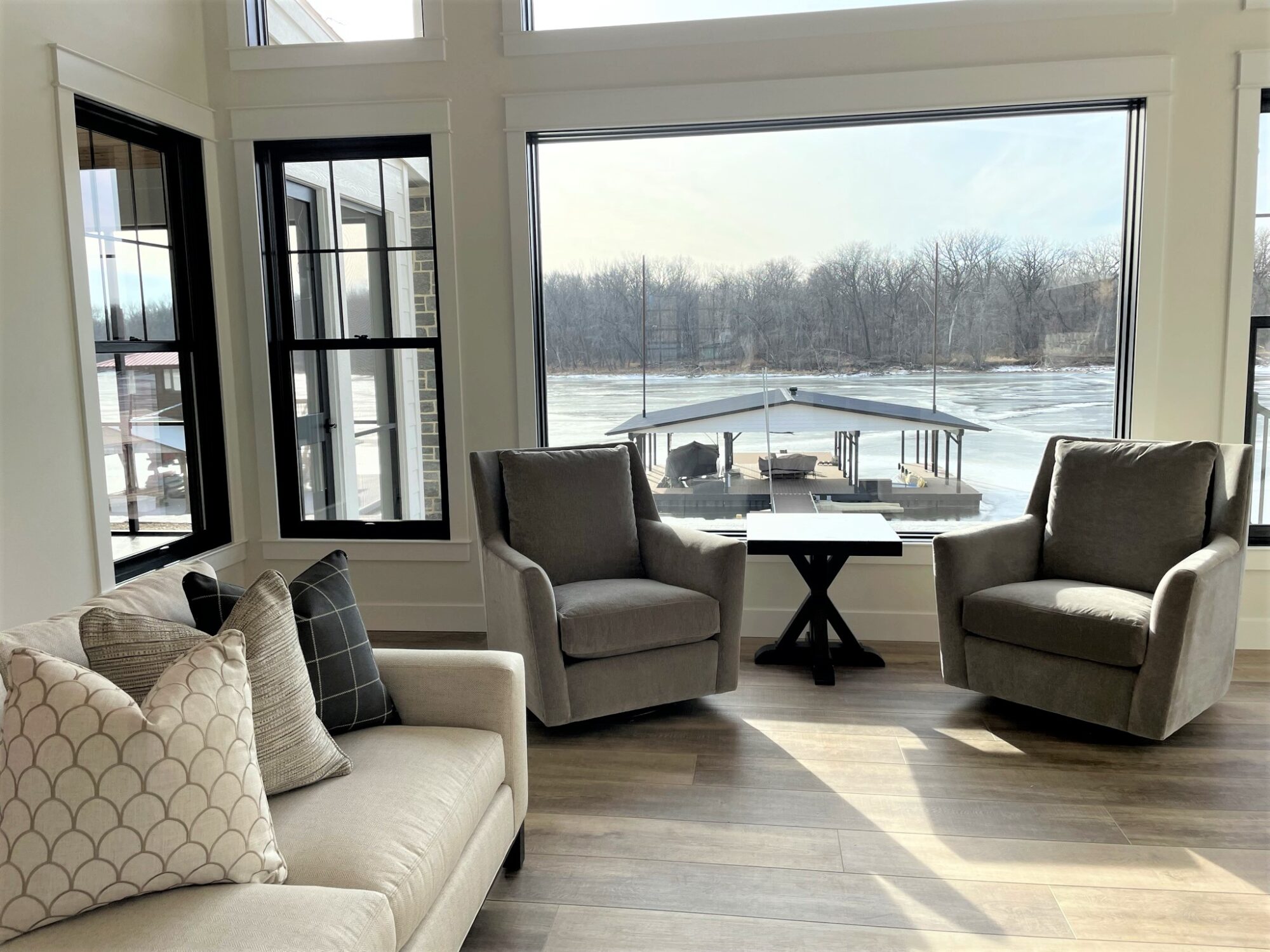 Riverfront Modern Farmhouse Living Room Seating