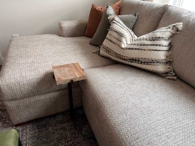 Earthy Lower Level Entertaining Space End Table