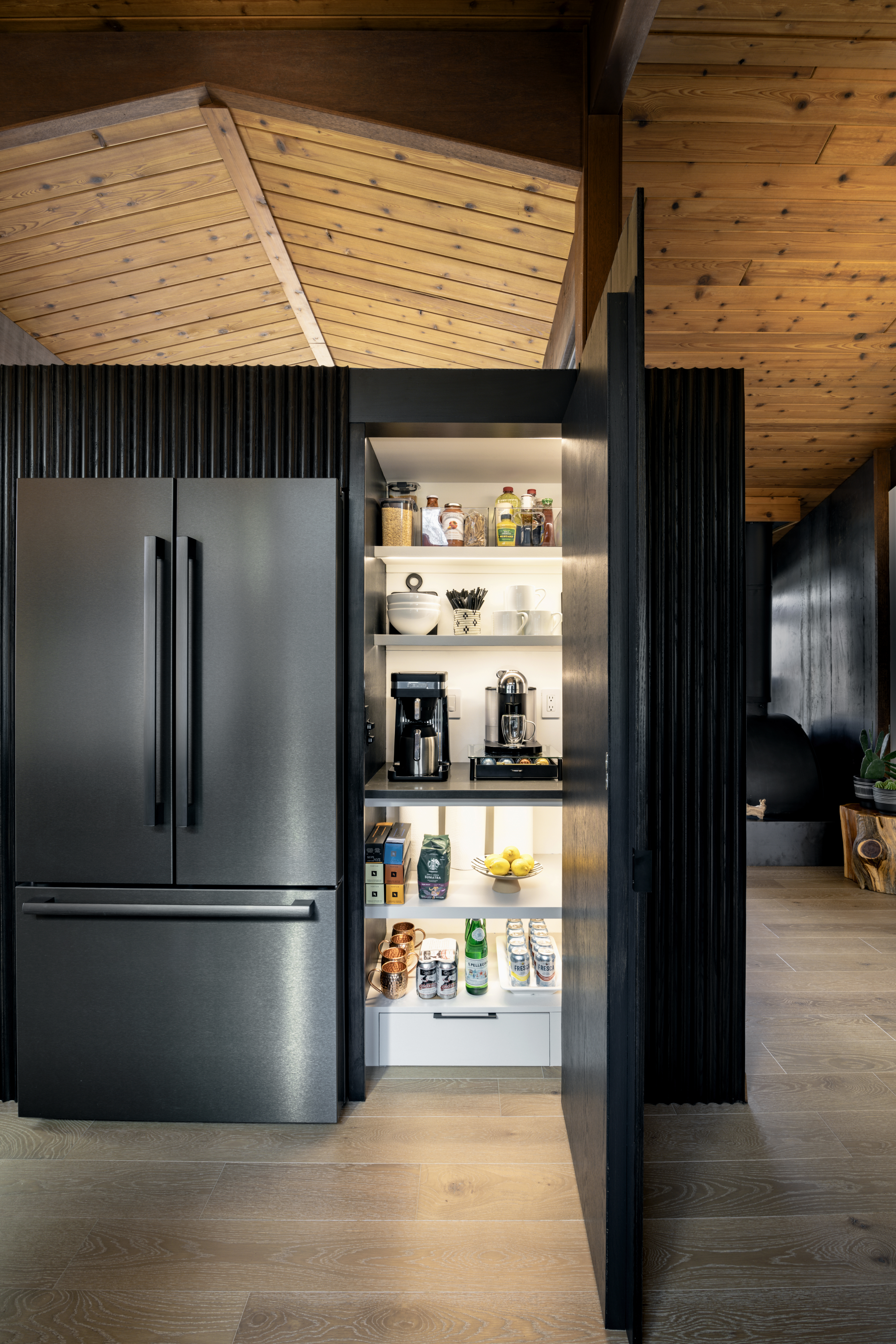 designers kitchen hidden pantry