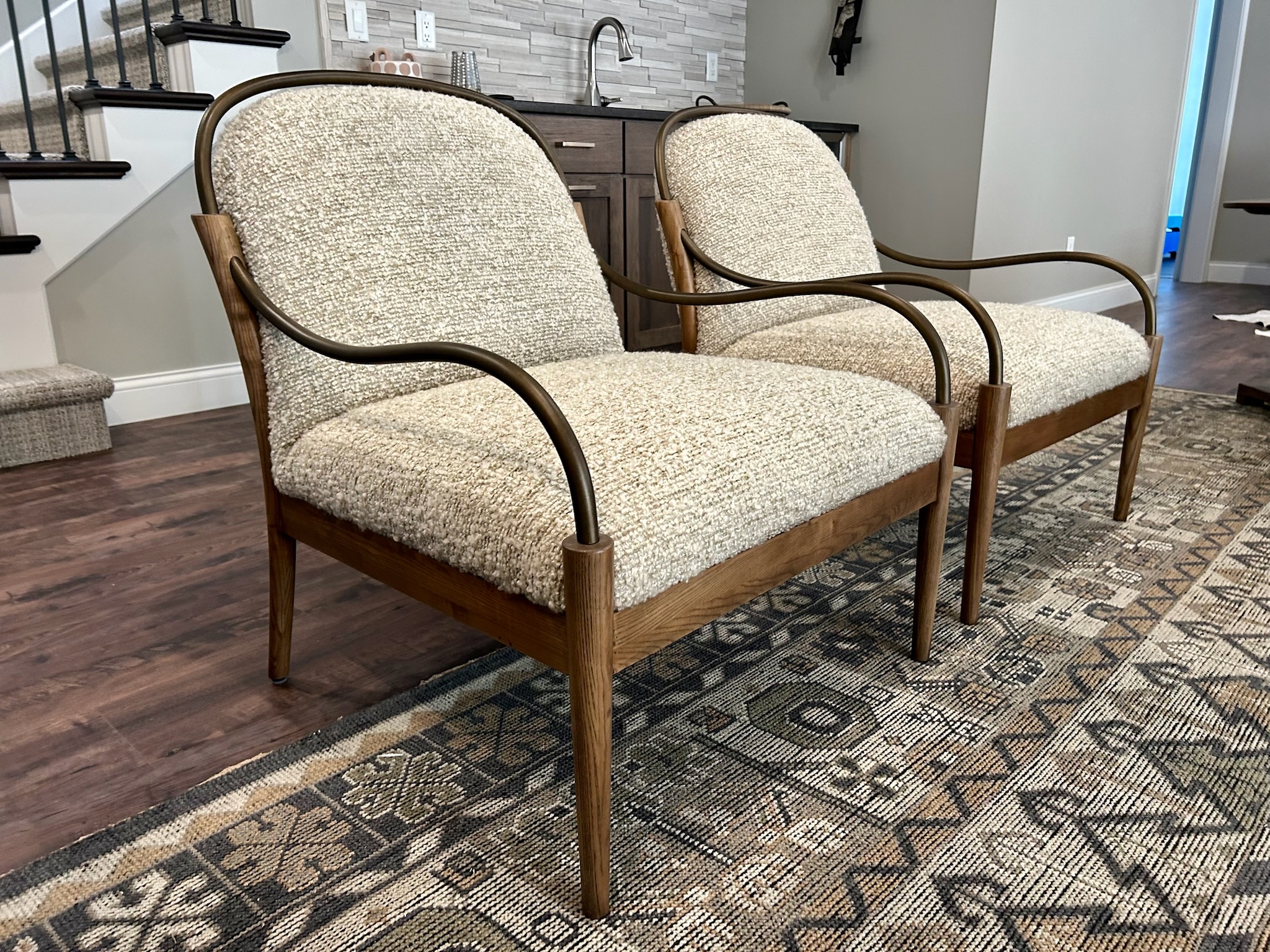 inviting textures warm neutrals arm chairs