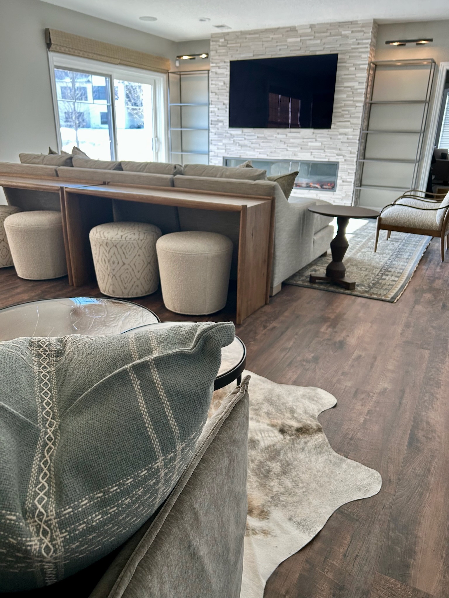 inviting textures warm neutrals lower level living room