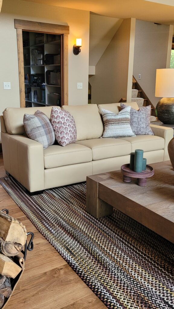 lake geneva cabin sofa area rug