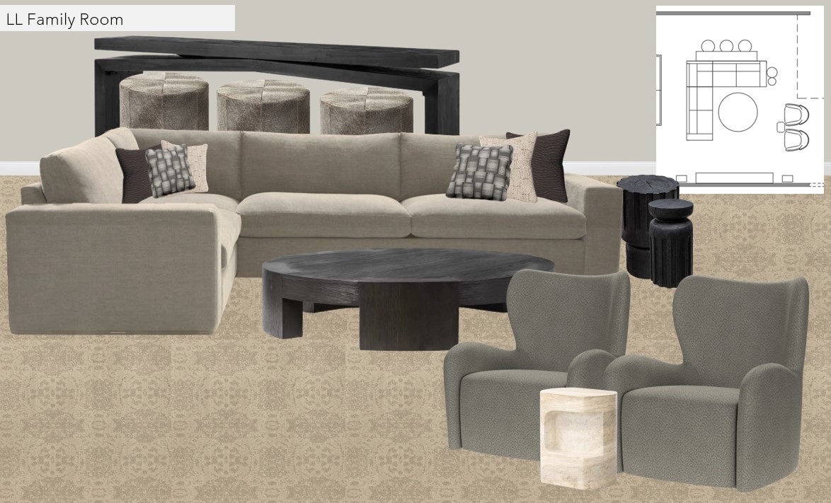 monochromatic family room design board