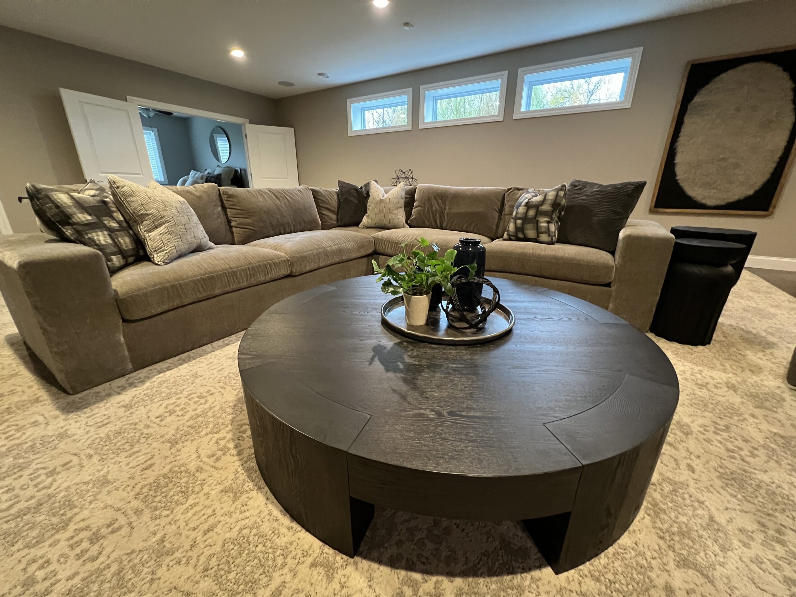 Monochromatic Family Room - Dwell Home Furnishings and Interior Design