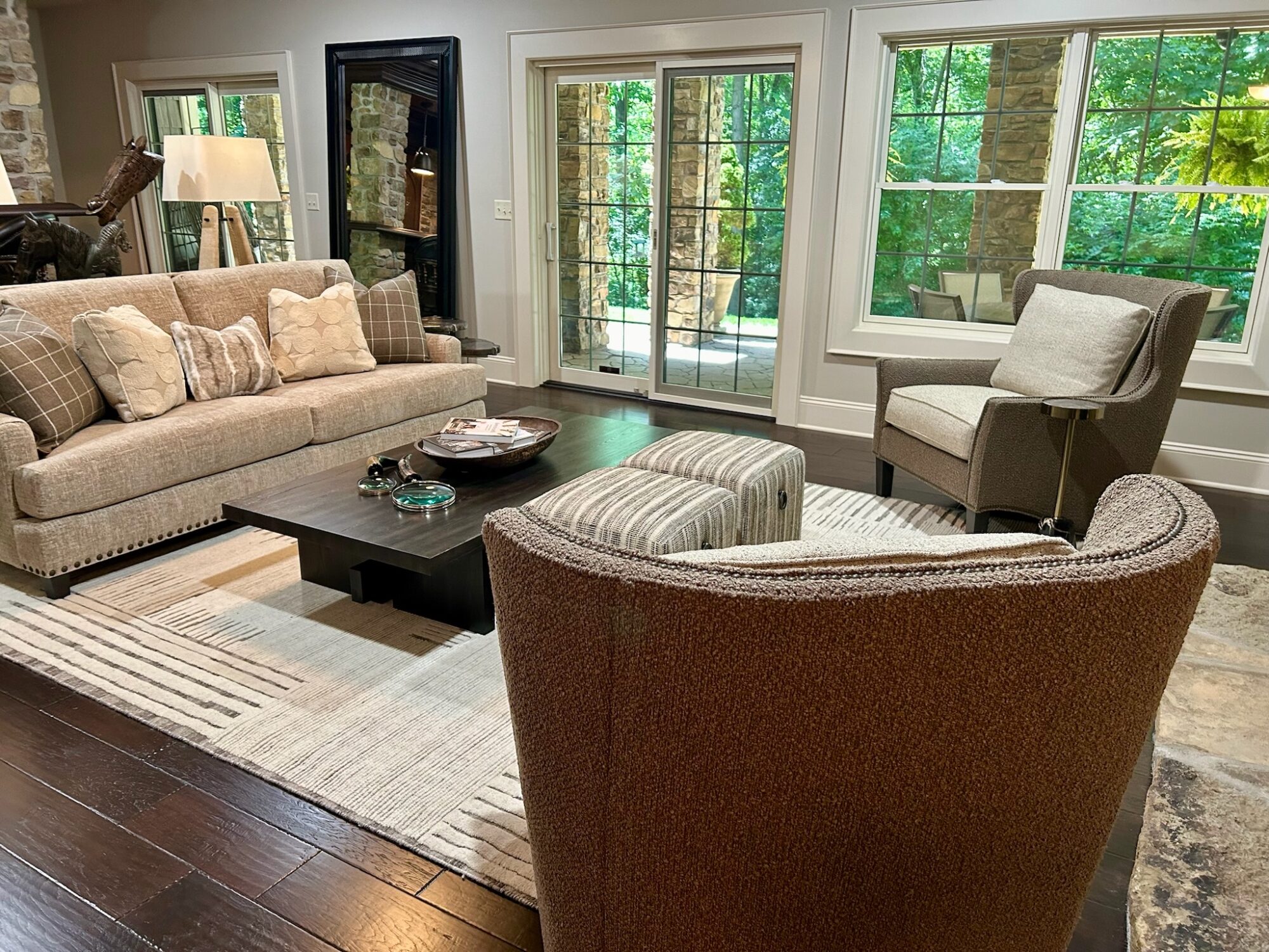 mountain lodge lower level interior design