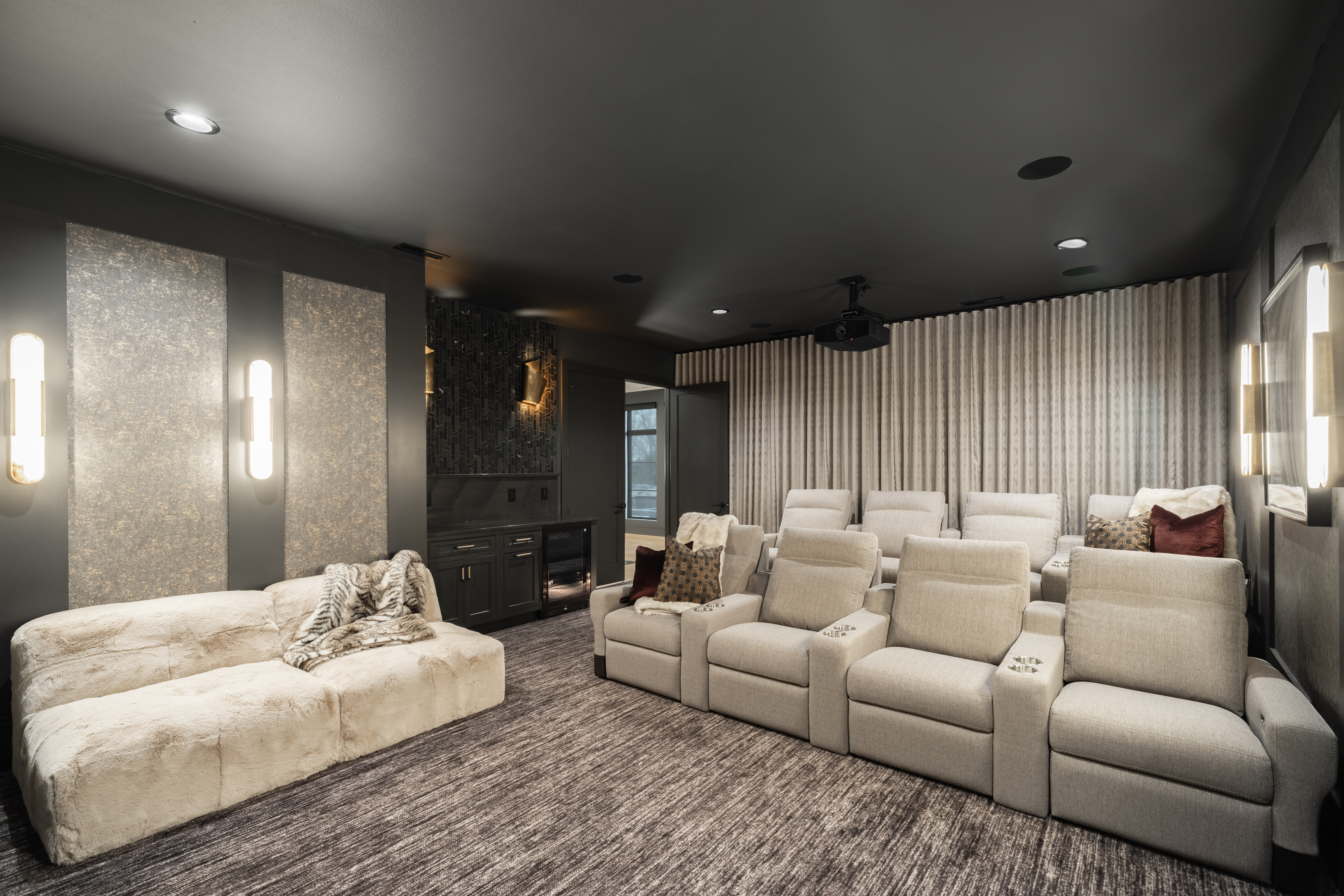 the screening lounge wall decor